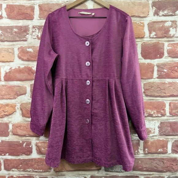 Soft Surroundings Fiona Top Shirt Women's Large Pink Purple Slubbed Velvet Tunic - Picture 1 of 8